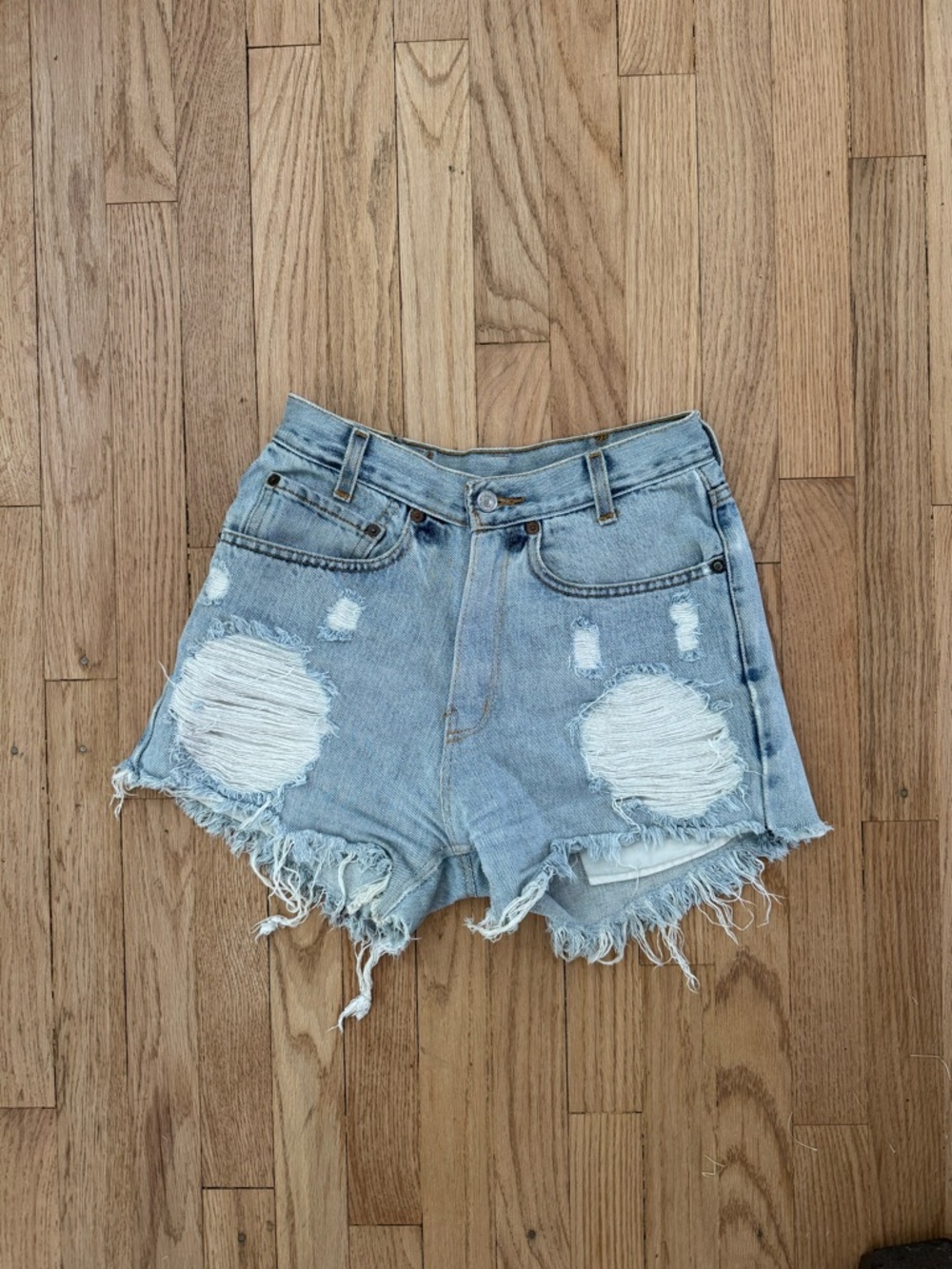 Levi's Light Blue Distressed Denim Cutoff Shorts